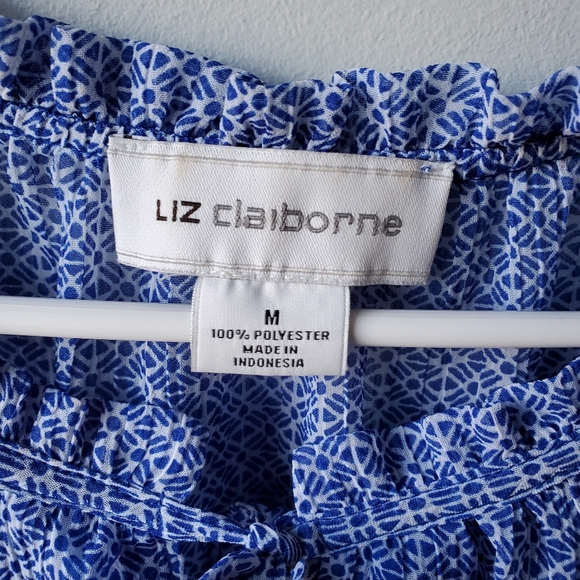3/$15 Liz Claiborne Ruffle Neck Button up Halter Tops Women's Size Medium - Picture 7 of 15